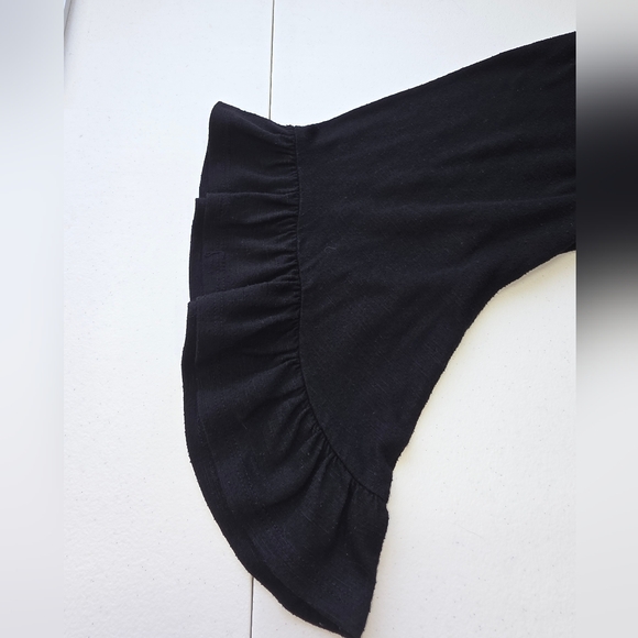 Torrid Charcoal Babydoll Top Size 2X Ruched Tie Front Ruffle Sleeves‎ Peasant - Picture 4 of 9